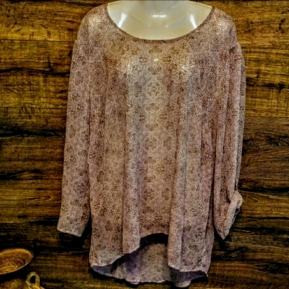 Rush Top Size 3X Sheer High Low Tunic NWT - Picture 2 of 12